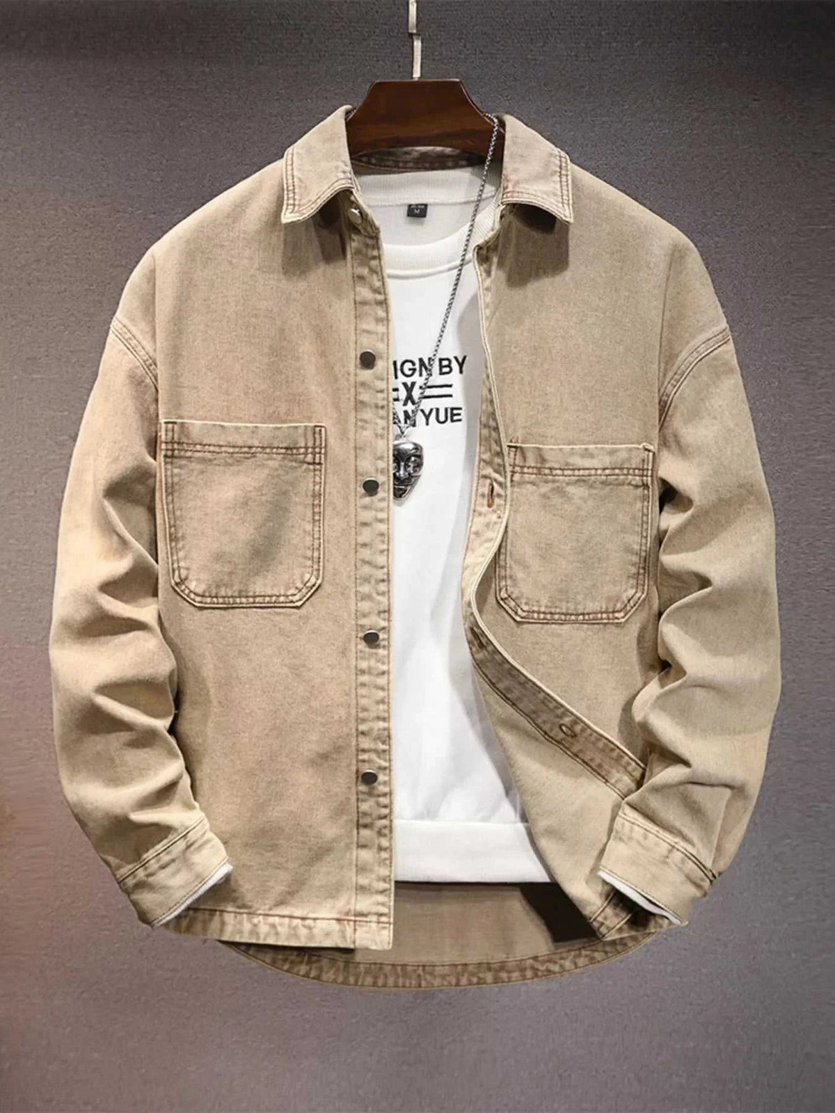 Men's Plus Size Vintage Washed Denim Shirt with Dual Chest Pockets 100400050651426 76 Affordable Fashion Under $100 Jerry's Apparel 