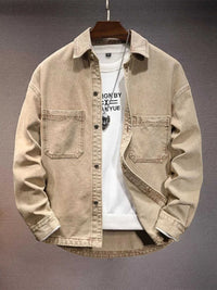 Men's Plus Size Vintage Washed Denim Shirt with Dual Chest Pockets 100400050651426 76 Affordable Fashion Under $100 Jerry's Apparel 