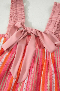 Stripe Ruffled Straps Ribbon Knot Flowy Vacation Maxi Dress 100100860040024 76 Affordable Fashion Under $100 Jerry's Apparel 