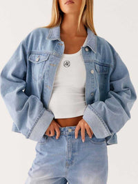 Button Down Cropped Oversized Denim Jacket 100100003789645 47 Affordable Fashion Under $100 Jerry's Apparel 