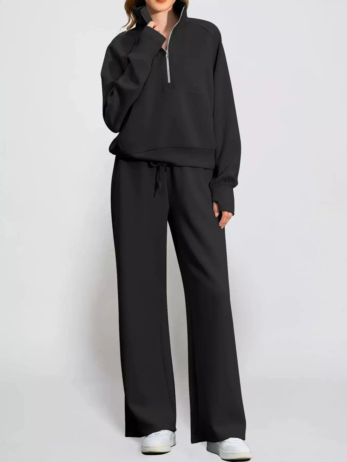 Half-Zip Sweatshirt and Wide-Leg Pants Set 101001840100593 40 Affordable Fashion Under $100 Jerry's Apparel 