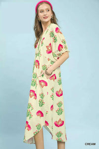 Umgee Abstract Print V-Neck Midi Dress 100100351191094 66 Affordable Fashion Under $100 Jerry's Apparel 