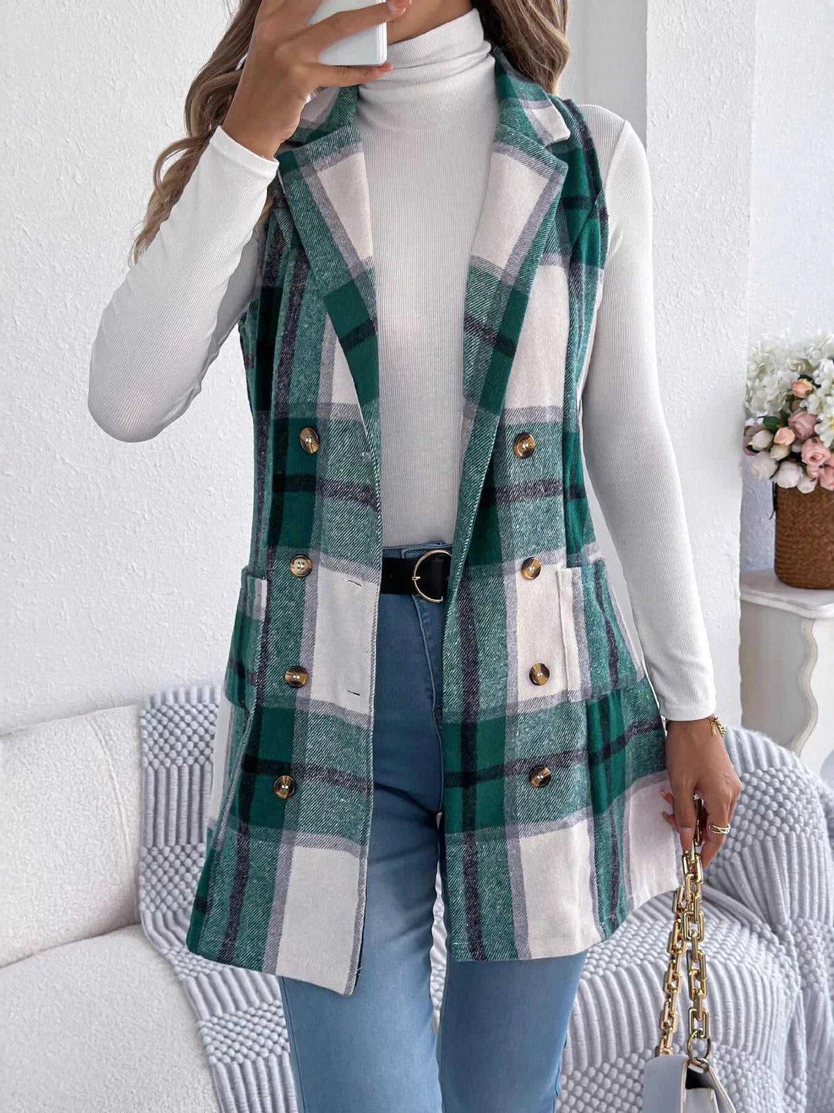 Plaid Double-Breasted Vest Coat 100100895699869 38 Affordable Fashion Under $100 Jerry's Apparel 