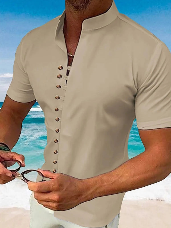 Men's Full Size Button Up Short Sleeve Shirt Plus Size