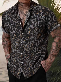 Men's Short Sleeve Leopard Print Casual Button-Down Shirt 104001869326817 27 Affordable Fashion Under $100 Jerry's Apparel 