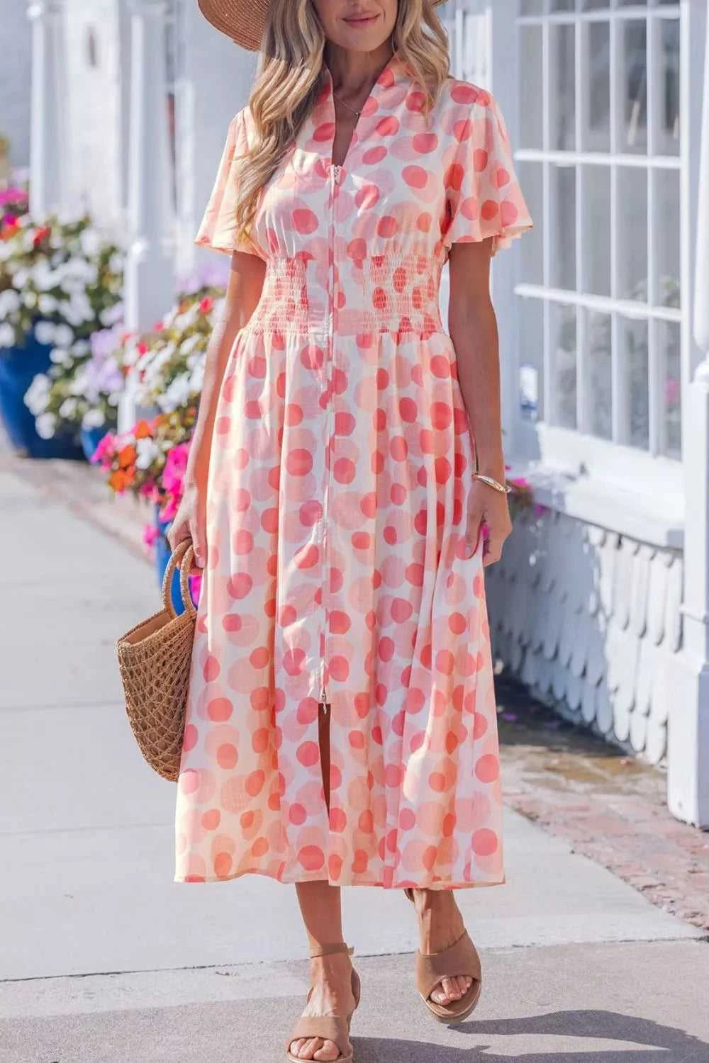 Polka Dot Puff Sleeve Midi Dress 100100018351579 72 Affordable Fashion Under $100 Jerry's Apparel 