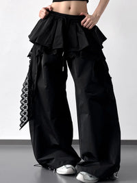 Lace Ruffled Wide Leg Pants