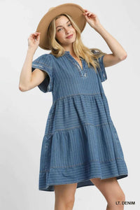 Umgee Chambray Tiered Babydoll Dress 100100395801379 66 Affordable Fashion Under $100 Jerry's Apparel 