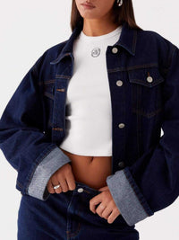 Button Down Cropped Oversized Denim Jacket 100100003789645 47 Affordable Fashion Under $100 Jerry's Apparel 