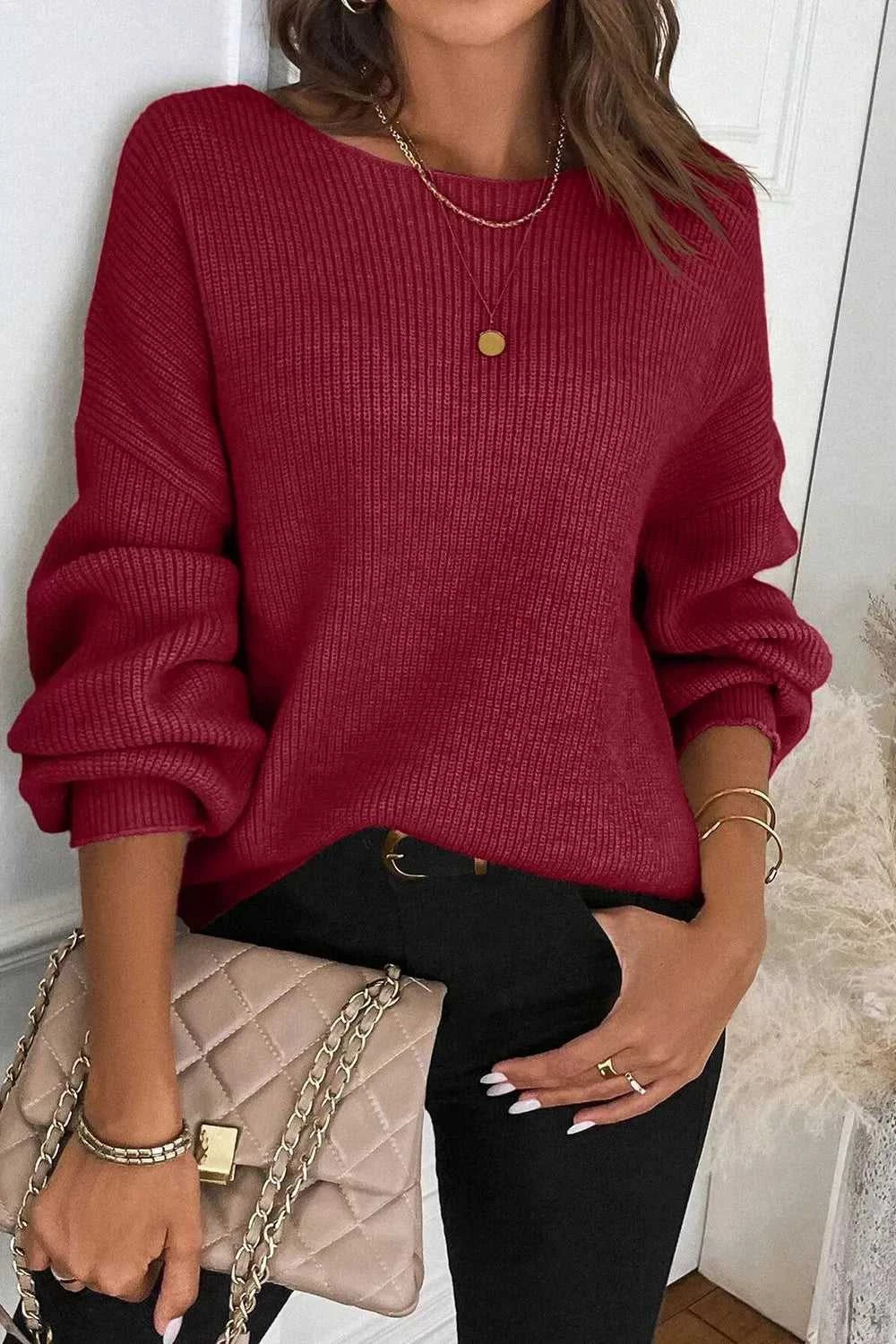 Ribbed Knit Ribbon Knot Backless Drop Shoulder Sweater 100100241929655 56 Affordable Fashion Under $100 Jerry's Apparel 
