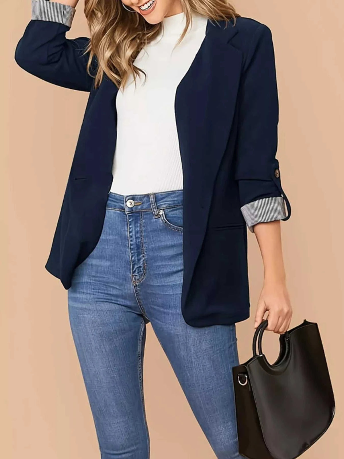 One Button Roll-Up Sleeve Blazer 100100199772709 51 Affordable Fashion Under $100 Jerry's Apparel 