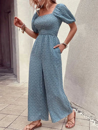 Printed Square Neck Puff Sleeve Jumpsuit 100100619721006 31 Affordable Fashion Under $100 Jerry's Apparel 