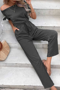 Perfee Off-Shoulder Tie Cuff Jumpsuit with Pockets 100100211197458 40 Affordable Fashion Under $100 Jerry's Apparel 