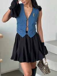 Elastic Waist Ruffled Hem Skirt
