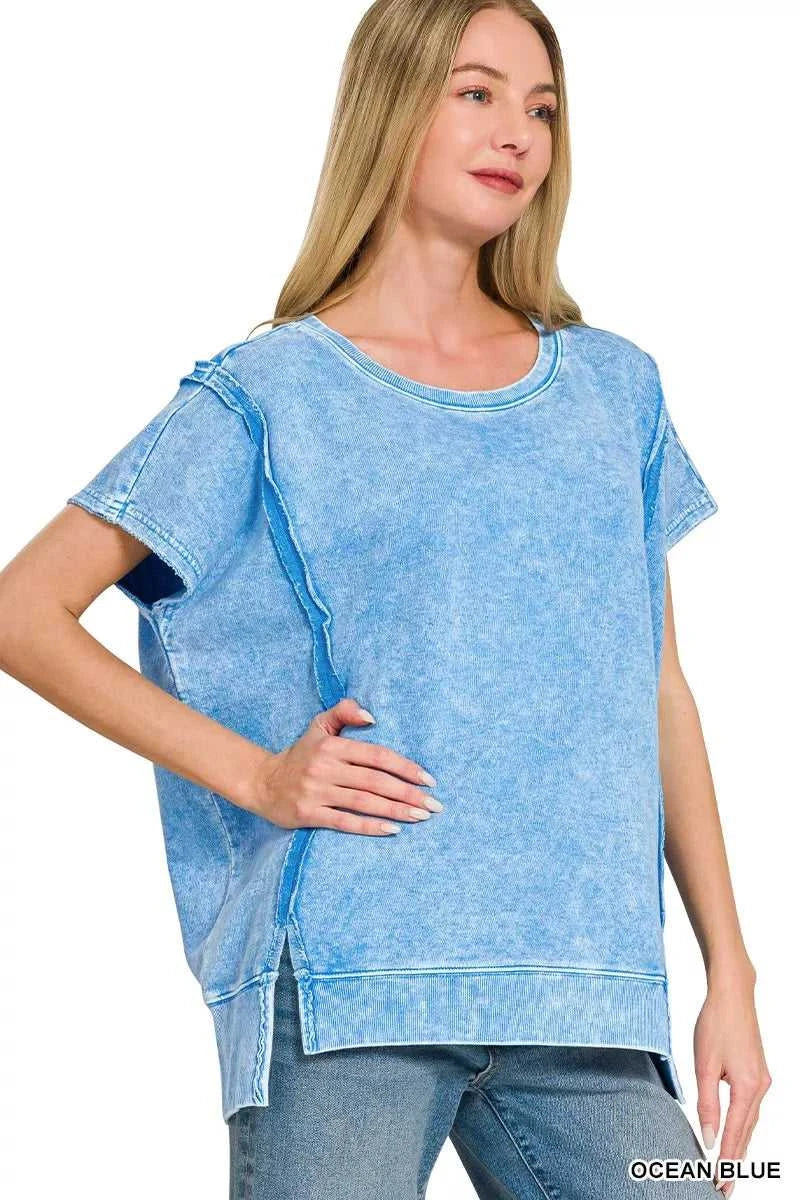 F/terry Halo Snow Washed Oversized Hi-low Top 100100806681285 32 Affordable Fashion Under $100 Jerry's Apparel 