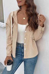 Perfee Ribbed Button Up Drawstring Hooded Jacket 100100915184228 58 Affordable Fashion Under $100 Jerry's Apparel 