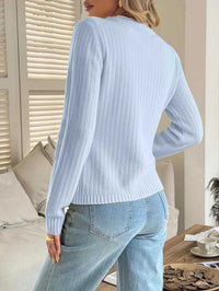 Button-Front Ribbed Long Sleeve Cardigan 100100873409689 56 Women's Sweaters and Knitwear Jerry's Apparel 