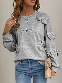 Perfee Bow Round Neck Long Sleeve Sweatshirt 100100195831122 31 Affordable Fashion Under $100 Jerry's Apparel 