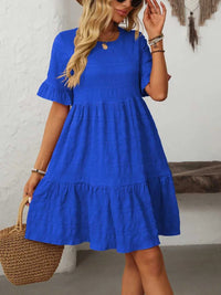 Mandy Ruffled Ruched Round Neck Half Sleeve Dress 100100796041903 25 Affordable Fashion Under $100 Jerry's Apparel 