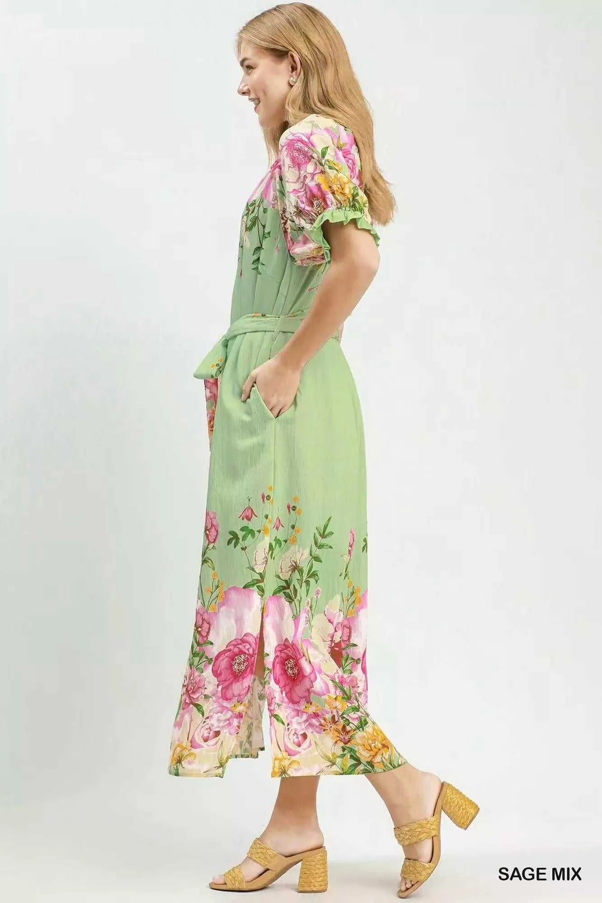 Umgee Mix Floral Border Print Midi Dress 100100246601295 66 Affordable Fashion Under $100 Jerry's Apparel 