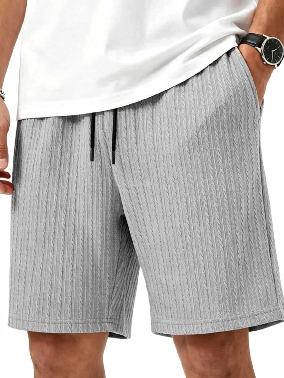 Men's Full Size Casual Texture Drawstring Shorts Plus Size 104001974250005 33 Affordable Fashion Under $100 Jerry's Apparel 