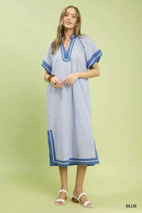 Umgee Pinstripe Contrast Trim Midi Dress 100100401321470 66 Affordable Fashion Under $100 Jerry's Apparel 