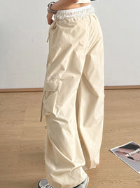 Cargo Wide Leg Pants with Bow Tie Details