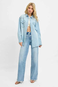 RISEN Western Yoke Style Relaxed Fit Denim Shirts 100100509961679 56 Affordable Fashion Under $100 Jerry's Apparel 
