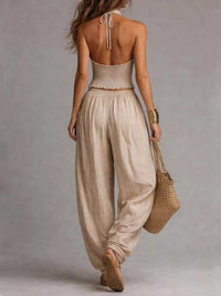Full Size Halter Neck Top and Wide-Leg Harem Pants Two-Piece Set Plus Size 101001693228810 50 Affordable Fashion Under $100 Jerry's Apparel 