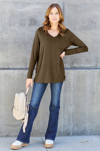 Full Size V-Neck Long Sleeve Top