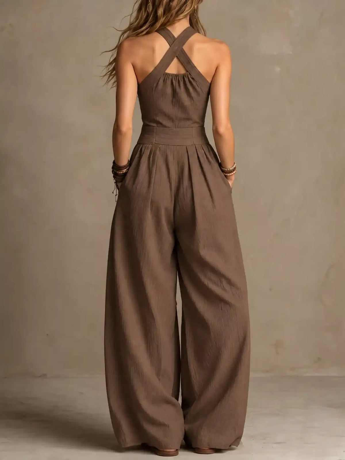 Full Size Halter Neck Wide-Leg Jumpsuit Plus Size 101001857800379 54 Affordable Fashion Under $100 Jerry's Apparel 
