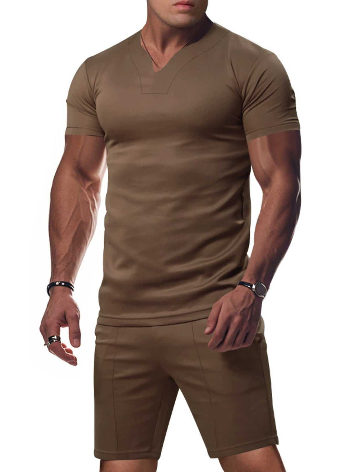 Men's Full Size V-Neck Short Sleeve T-Shirt and Shorts Set Plus Size 100400710859816 35 Affordable Fashion Under $100 Jerry's Apparel 