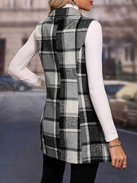 Plaid Button Up Vest Coat 100100372928578 23 Women's Outerwear Jerry's Apparel 