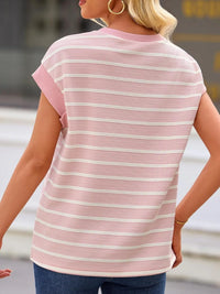 Striped Round Neck Casual T-Shirt