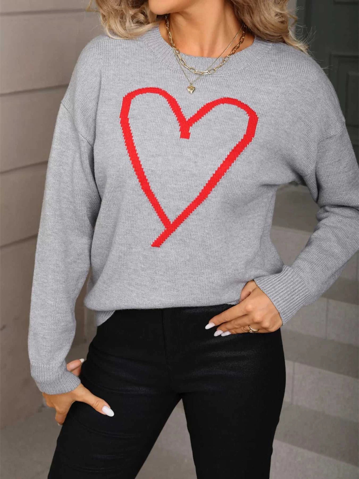 Valentine's Day Heart Graphic Dropped Shoulder Sweater 100100820549712 49 Affordable Fashion Under $100 Jerry's Apparel 