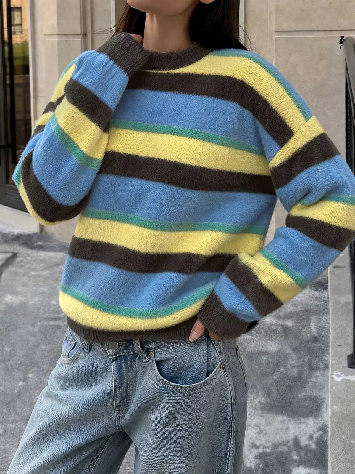 Striped Dropped Shoulder Sweater 100100450556705 57 Affordable Fashion Under $100 Jerry's Apparel 