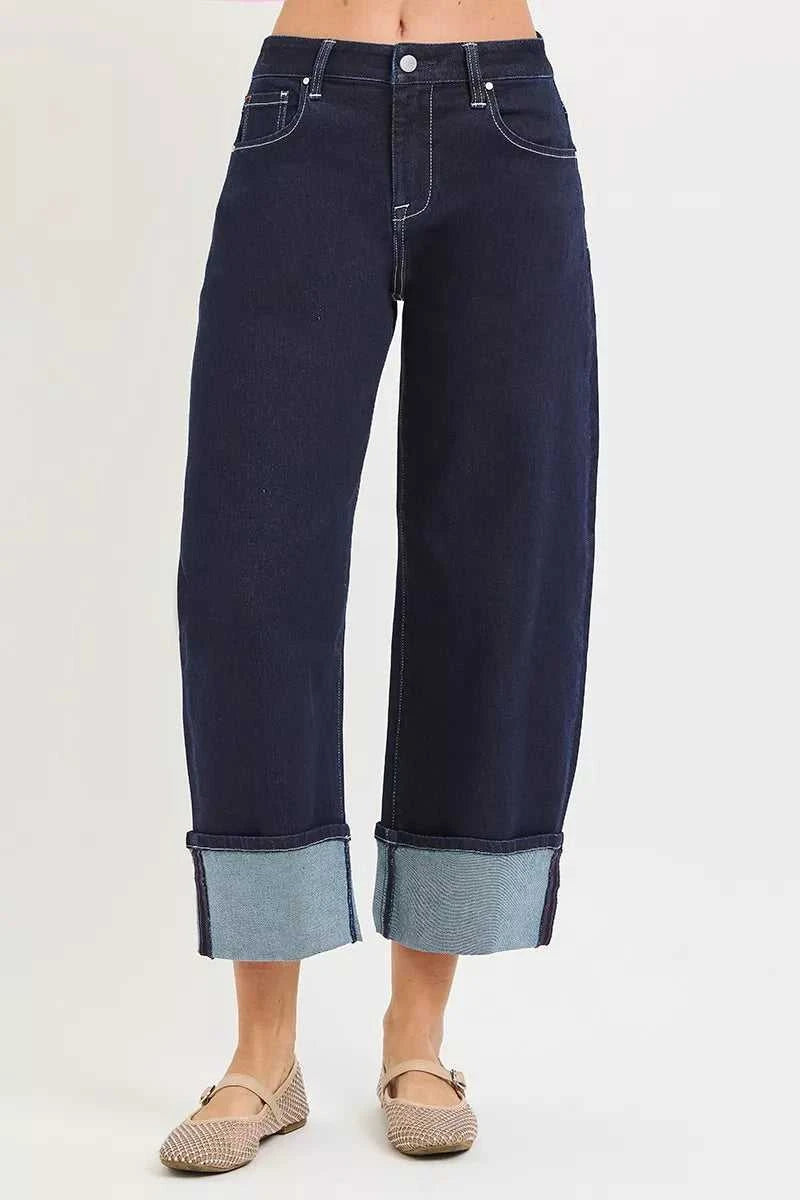RISEN Slouchy Crop Barrel Cuffed Hem Jeans 100100776121968 62 Affordable Fashion Under $100 Jerry's Apparel 