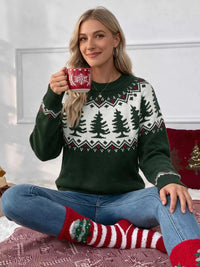 Christmas Tree Pattern Round Neck Sweater 101002229661667 54 Affordable Fashion Under $100 Jerry's Apparel 