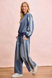 BiBi Washed Denim Lace Contrast Sided Sweatshirt 100100756531525 56 Affordable Fashion Under $100 Jerry's Apparel 