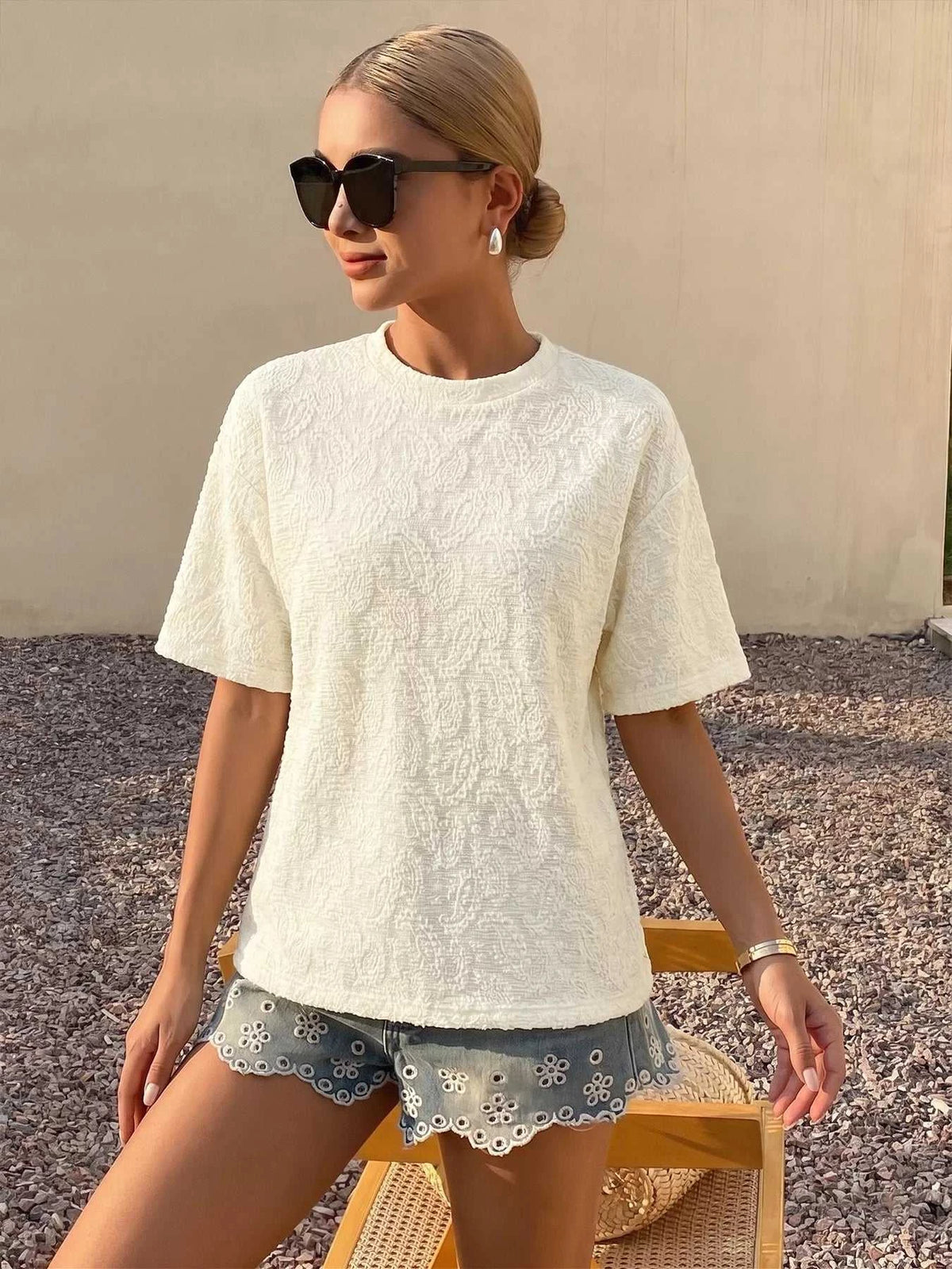 Textured Paisley Pattern Casual T-Shirt 100100922746599 31 Affordable Fashion Under $100 Jerry's Apparel 