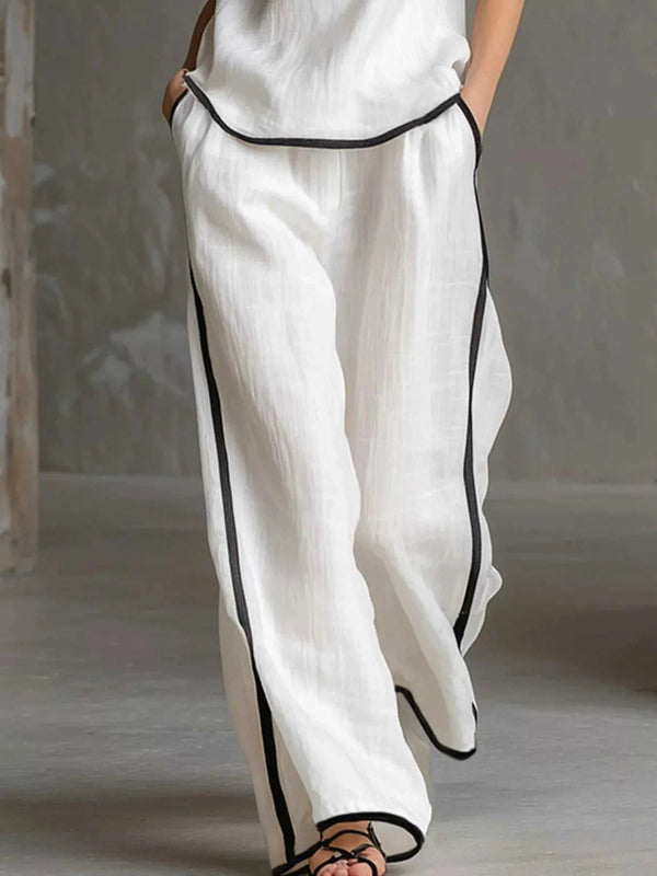 Full Size Contrast Trim Sleeveless Top and Pants Set Plus Size 101001507426114 43 Affordable Fashion Under $100 Jerry's Apparel 