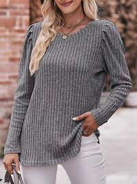 Ribbed Knit Puff Sleeve T-Shirt 100100962471478 28 Affordable Fashion Under $100 Jerry's Apparel 
