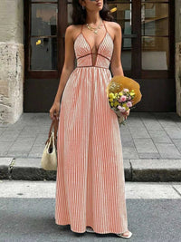 Striped Halter Neck Maxi Dress 100100040801006 34 Affordable Fashion Under $100 Jerry's Apparel 