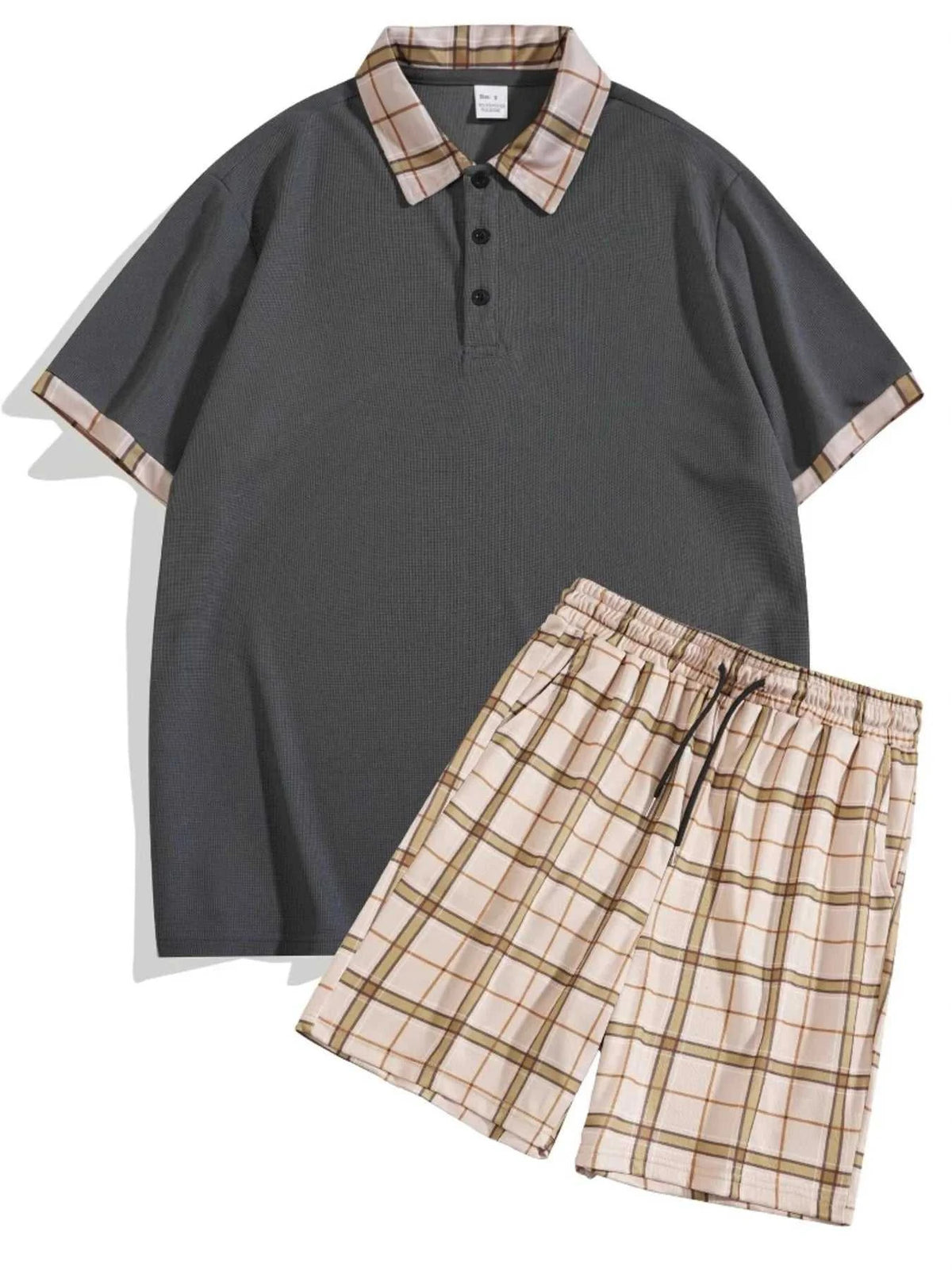 Men's Full Size Classic Plaid Collar Polo and Shorts Set Plus Size 100400703398952 57 Affordable Fashion Under $100 Jerry's Apparel 