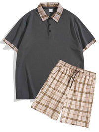 Men's Full Size Classic Plaid Collar Polo and Shorts Set Plus Size 100400703398952 57 Affordable Fashion Under $100 Jerry's Apparel 