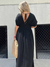 Full Size Slit V-Neck Smocked Waist Maxi Dress Plus Size 100100000480005 59 Gifts for Her Jerry's Apparel 