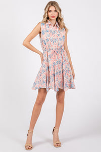 Full Size Floral Eyelet Sleeveless Mini Dress