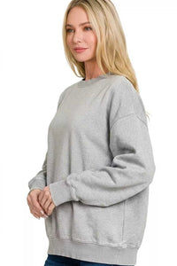 Zenana Fleece Acid Enzyme Washed Round Neck Sweatshirts 100100451251182 35 Jerry's Apparel 