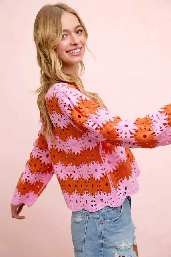 BiBi Flower Crochet Knit Top 100100317131724 56 Affordable Fashion Under $100 Jerry's Apparel 