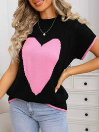 Valentine's Day Heart Graphic Short Sleeve Sweater 100100427412577 40 Affordable Fashion Under $100 Jerry's Apparel 